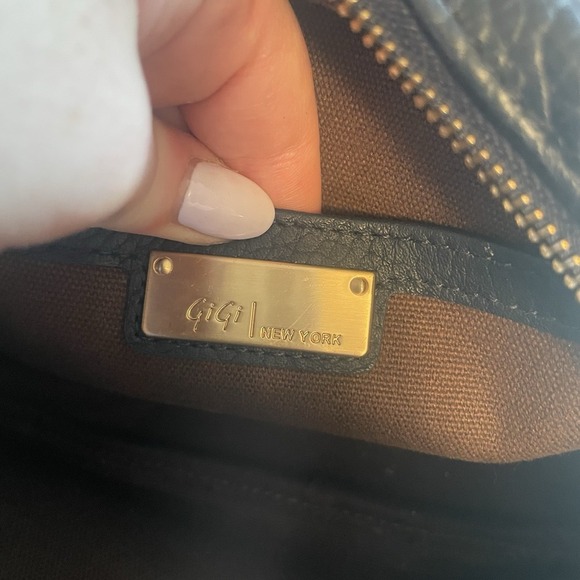 GiGi New York Leather Navy Blue Small Crossbody Bag Purse Handbag With Tassel - Picture 5 of 15